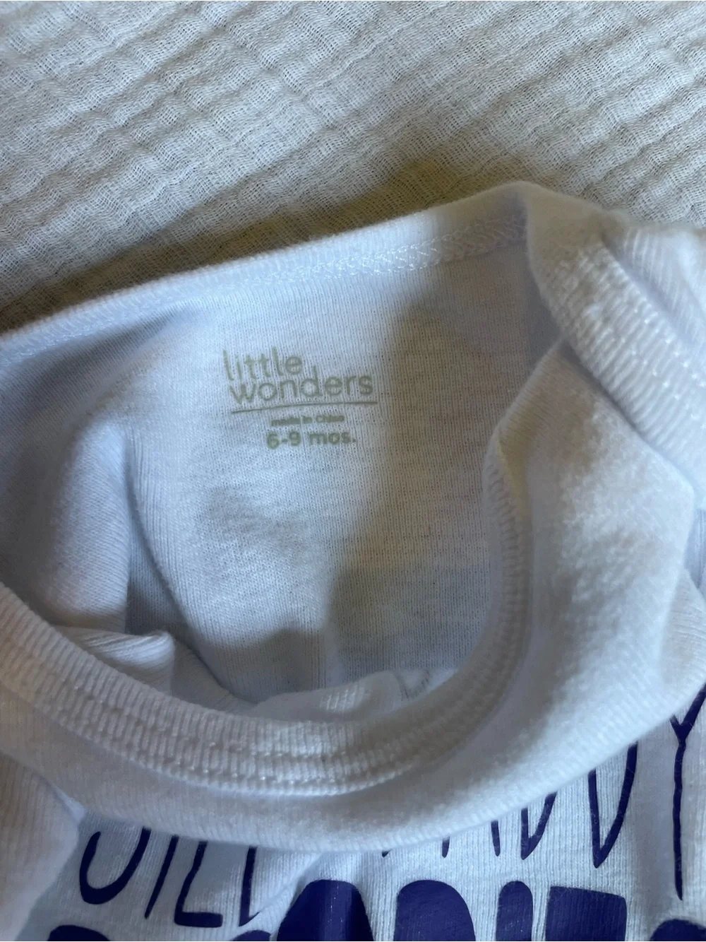Little Wonders White One-Piece Bodysuit with Purple Lettering